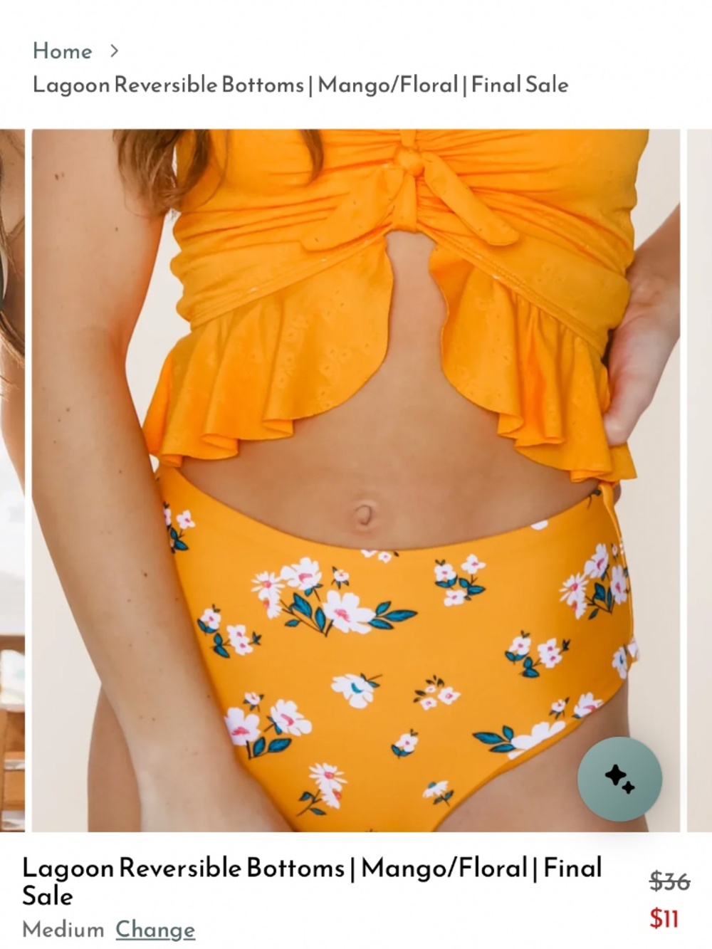Coral reef swim floral reversible bottom